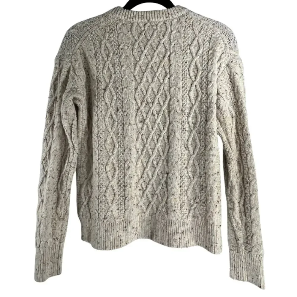 J.Crew Speckled Beige Crew Neck Argyle Sweater Size S